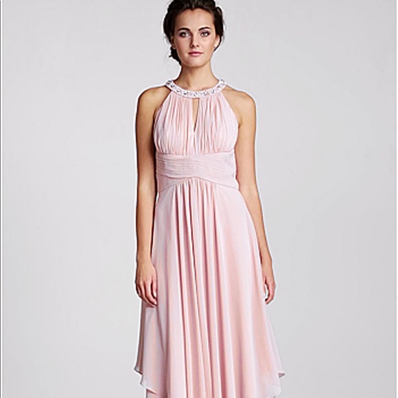 Eliza J Haltered Tiered Chiffon Halter Gown - Picture 7 of 7